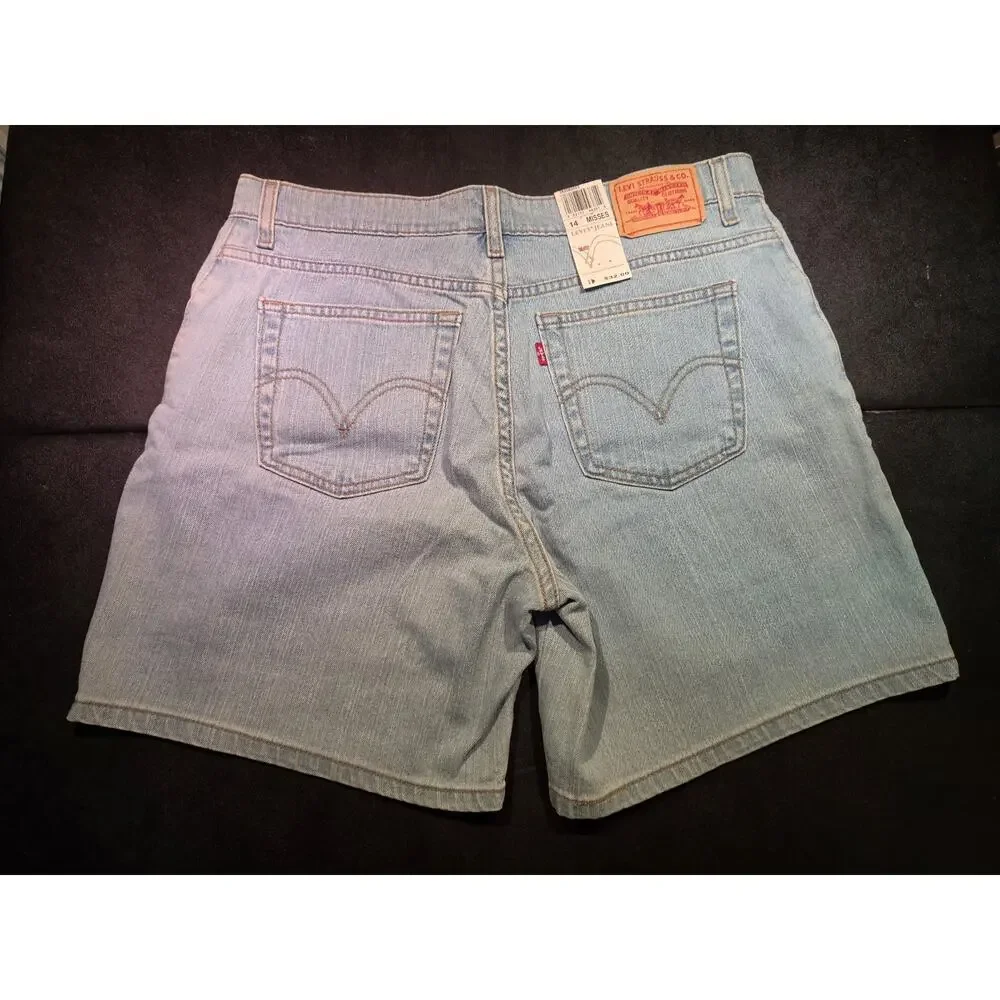 Levi's 550 Relaxed Bermuda Denim Shorts Women's 14 Blue Light Wash 5-Pocket